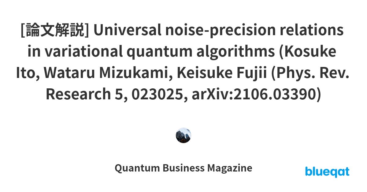 [論文解説] Universal noise-precision relations in variational quantum algorithms (Kosuke Ito, Wataru Mizukami, Keisuke Fujii (Phys. Rev. Research 5, 023025, arXiv:2106.03390)